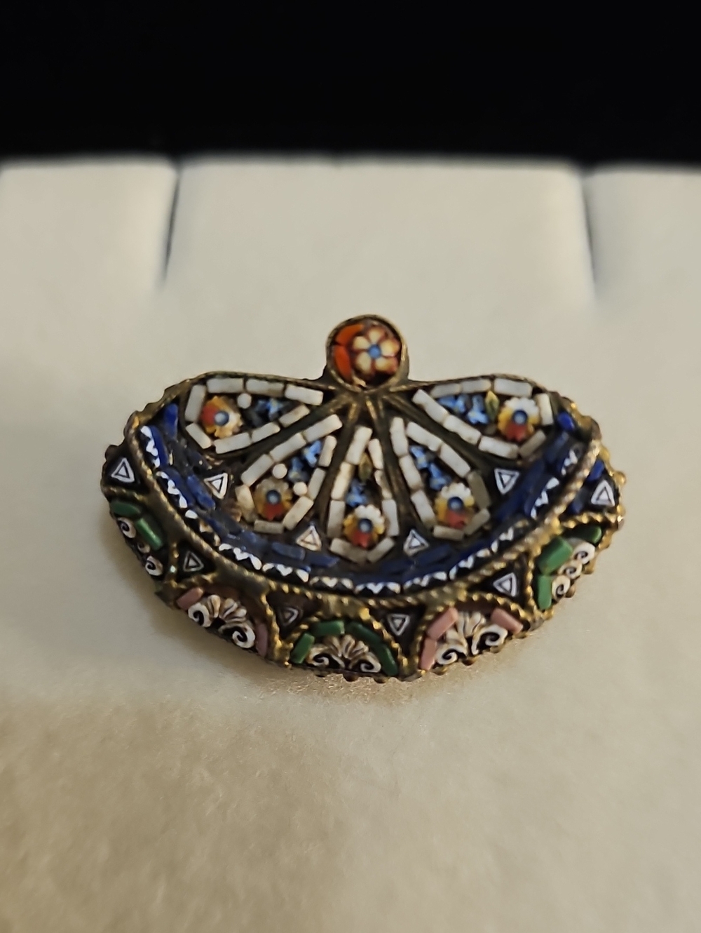 Vintage Italian Micro-Mosaic Fan Brooch